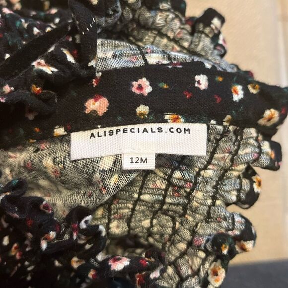 Ali specials brown black floral 9-12M set of two long sleeved one piece tops - Picture 9 of 9